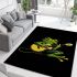 Cute cartoon frog playing guitar in a simple drawing area rugs carpet