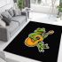 Cute cartoon frog playing guitar in a simple drawing area rugs carpet