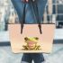 Cute cartoon frog simple design leaather tote bag