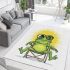 Cute cartoon frog sitting in a lawn chair with big sunglasses on area rugs carpet