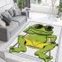 Cute cartoon frog sitting in a lawn chair with sunglasses on area rugs carpet