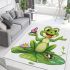 Cute cartoon frog sitting on a lily pad area rugs carpet