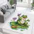 Cute cartoon frog sitting on a lily pad area rugs carpet