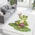 Cute cartoon frog sitting on a lily pad area rugs carpet