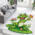 Cute cartoon frog sitting on a lily pad area rugs carpet