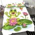 Cute cartoon frog sitting on a lily pad smiling with his legs crossed bedding set