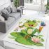Cute cartoon frog sitting on a lily pad smiling with his legs crossed area rugs carpet