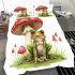 Cute cartoon frog sitting under an amanita muscaria mushroom bedding set
