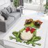 Cute cartoon frog wearing sunglasses and red bow tie area rugs carpet