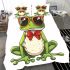 Cute cartoon frog wearing sunglasses and red bow tie bedding set