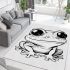 Cute cartoon frog with big eyes coloring page for kids area rugs carpet