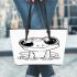 Cute cartoon frog with big eyes coloring page for kids leaather tote bag