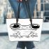 Cute cartoon frog with big eyes coloring page for kids leaather tote bag