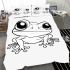 Cute cartoon frog with big eyes coloring page for kids bedding set