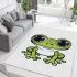 Cute cartoon frog with big eyes coloring page for kids area rugs carpet