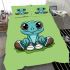 Cute cartoon frog with big eyes wearing sneakers bedding set