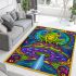Cute cartoon frog with rainbow colored skin area rugs carpet
