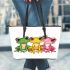 Cute cartoon frogs leaather tote bag
