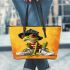 Cute cartoon green frog leaather tote bag