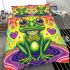 Cute cartoon green frog with big eyes bedding set