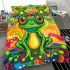 Cute cartoon green frog with big eyes bedding set