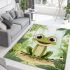 Cute cartoon illustration of a little frog with big eyes area rugs carpet