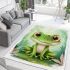 Cute cartoon illustration of a little frog with big eyes area rugs carpet