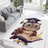 Cute cartoon owl wearing glasses and graduation hat area rugs carpet