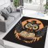 Cute cartoon owl wearing glasses and holding an open book area rugs carpet