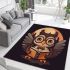 Cute cartoon owl wearing glasses and holding an open book area rugs carpet