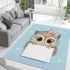 Cute cartoon owl with a pink bow on its head area rugs carpet