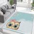 Cute cartoon owl with a pink bow on its head area rugs carpet