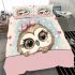 Cute cartoon owl with a pink bow on its head bedding set