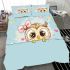 Cute cartoon owl with a pink bow on its head bedding set