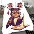 Cute cartoon owl with glasses and graduation hat holding book bedding set