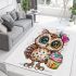 Cute cartoon owl with leopard headband and colorful cupcake area rugs carpet