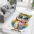 Cute cartoon owl with leopard headband holding area rugs carpet