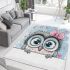 Cute cartoon owl with pink bow on head area rugs carpet