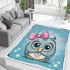 Cute cartoon owl with pink bow on head area rugs carpet