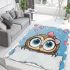 Cute cartoon owl with pink bow on head area rugs carpet