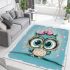 Cute cartoon owl with pink bow on head area rugs carpet