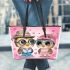 Cute cartoon owls wearing cute leather tote bag