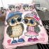 Cute cartoon owls wearing cute bedding set