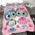 Cute cartoon owls wearing cute bedding set