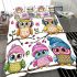 Cute cartoon owls with colorful hats and headphones bedding set