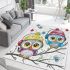 Cute cartoon owls with colorful hats and headphones area rugs carpet