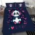 Cute cartoon panda listening to music on headphones bedding set