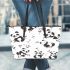 Cute cartoon panda pattern leather tote bag