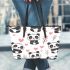 Cute cartoon panda pattern leather tote bag