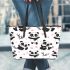 Cute cartoon panda pattern leather tote bag